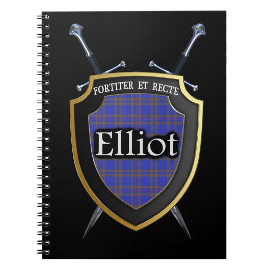 Clan Elliot Tartan Shield & Swords Notitieboek (Voorkant)