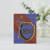 Clan Elliot Tartan Sword & Shield Briefkaart (Staand voorkant)