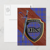 Clan Elliot Tartan Sword & Shield Briefkaart (Voorkant / Achterkant)