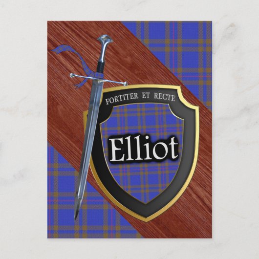 Clan Elliot Tartan Sword & Shield Briefkaart (Voorkant)