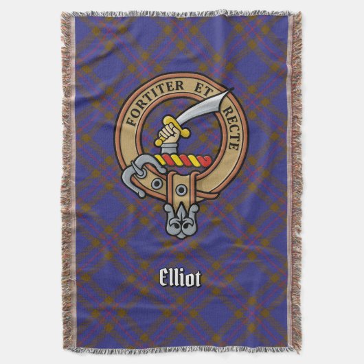 Clan Elliot Wapen over Moderne Tartan Deken (Voorkant Verticaal)