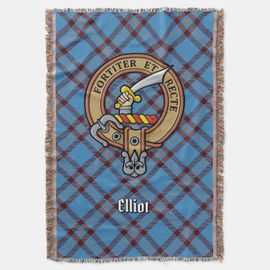 Clan Elliot Wapen over Oude Tartan Deken (Voorkant Verticaal)