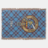 Clan Elliot Wapen over Oude Tartan Deken (Voorkant)