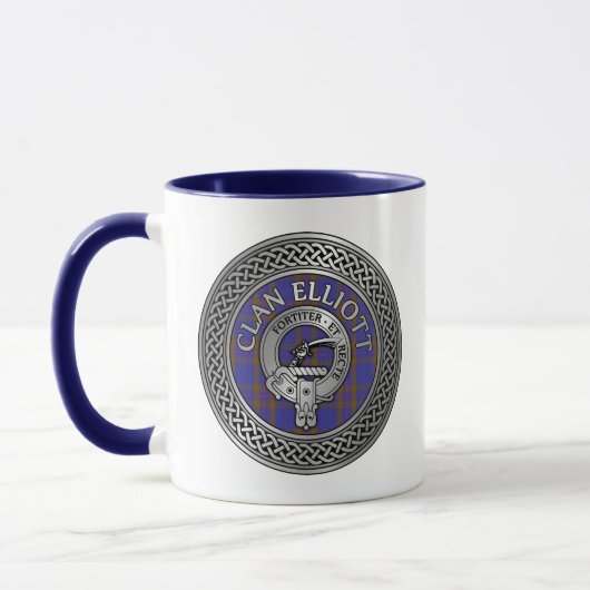 Clan ELLioTT Crest & Tartan Knot Mok (Links)