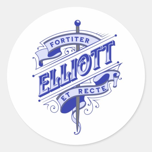Clan Elliott, Fortiter et Recte, Elliott Family Ronde Sticker (Voorkant)
