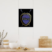 Clan Elliott Tartan Scottish Shield & Swords Poster (Keuken)