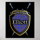 Clan Elliott Tartan Scottish Shield & Swords Poster (Voorkant)