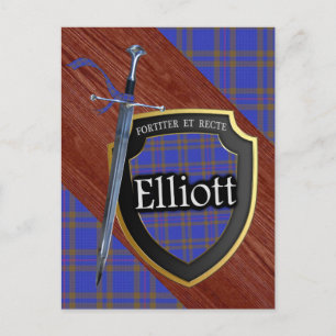 Clan Elliott Tartan Sword & Shield Briefkaart