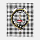 Clan Erskine Black en White Tartan Pset Fleece Deken (Voorkant)
