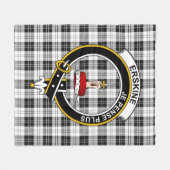 Clan Erskine Black en White Tartan Pset Fleece Deken (Voorkant (Horizontaal))