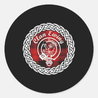 Clan Ewing Achternaam Schotse Tan Crest Ronde Sticker