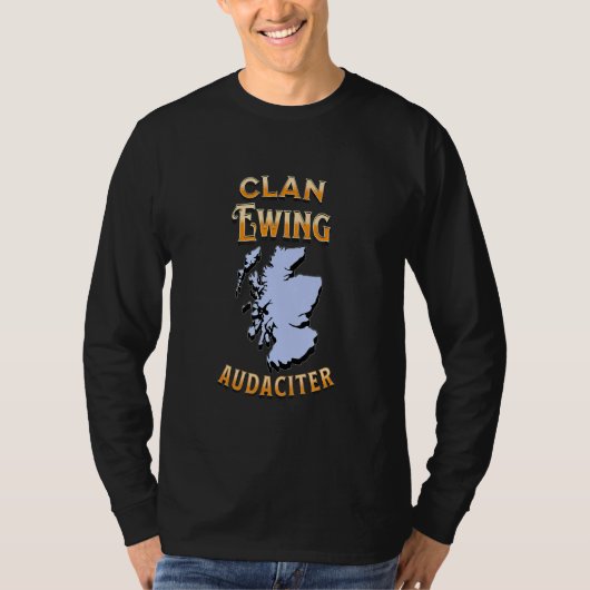 Clan Ewing Scottish Motto Crest T-shirt (Voorkant)