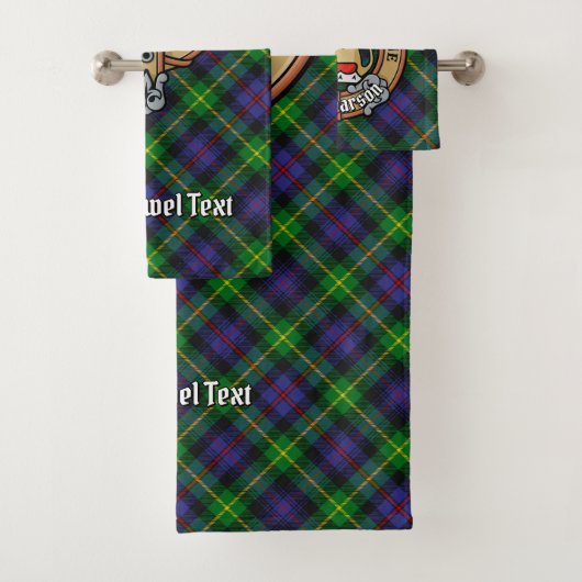 Clan Farquharson Crest over Tartan Bad Handdoek (Insitu)