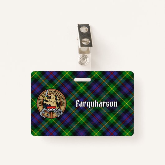 Clan Farquharson Crest over Tartan Badge (Voorkant met clip)