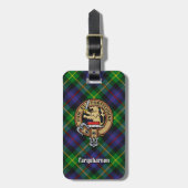 Clan Farquharson Crest over Tartan Bagagelabel (Voorkant verticaal)