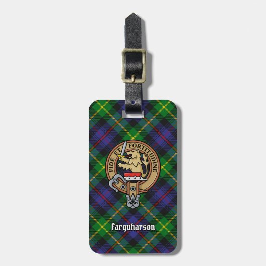 Clan Farquharson Crest over Tartan Bagagelabel (Voorkant verticaal)