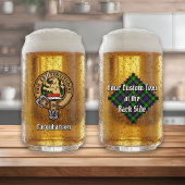 Clan Farquharson Crest over Tartan Blikvorm Glas