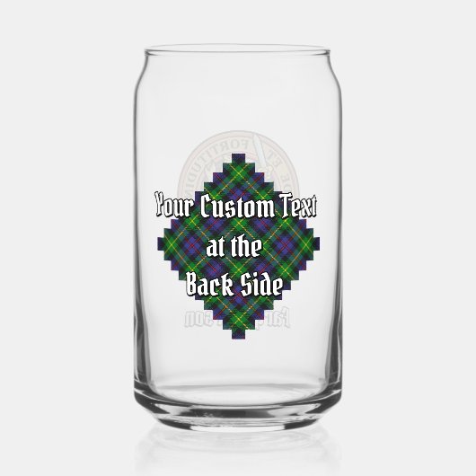 Clan Farquharson Crest over Tartan Blikvorm Glas (Achterkant)