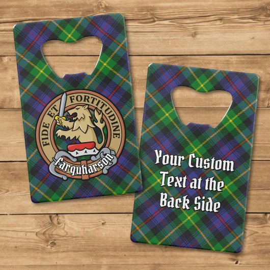 Clan Farquharson Crest over Tartan Creditkaart Flessenopener