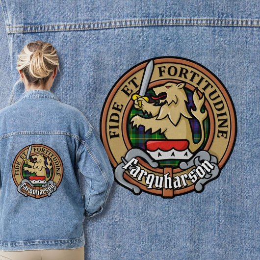 Clan Farquharson Crest over Tartan Denim Jacket