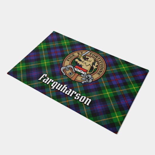 Clan Farquharson Crest over Tartan Deurmat (Schuin)