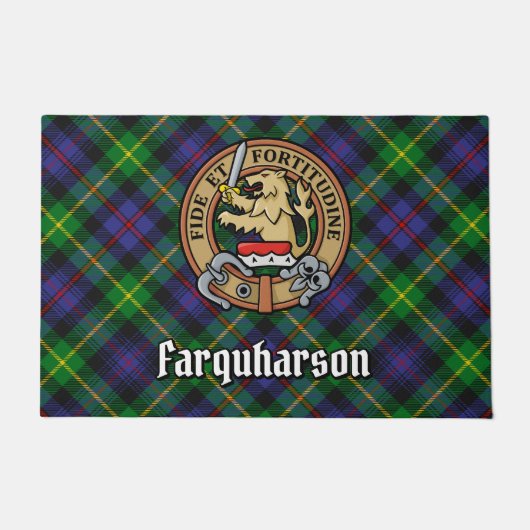 Clan Farquharson Crest over Tartan Deurmat (Voorkant)