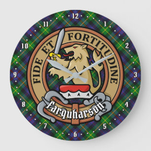 Clan Farquharson Crest over Tartan Grote Klok