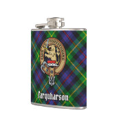 Clan Farquharson Crest over Tartan Heupfles (Links)