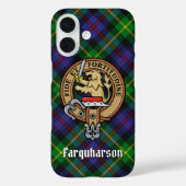 Clan Farquharson Crest over Tartan iPhone Case (Achterkant)