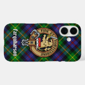 Clan Farquharson Crest over Tartan iPhone Case (Achterkant (horizontaal))