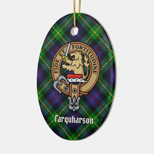 Clan Farquharson Crest over Tartan Keramisch Ornament (Links)