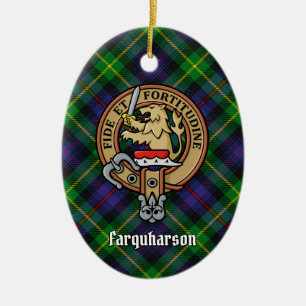 Clan Farquharson Crest over Tartan Keramisch Ornament