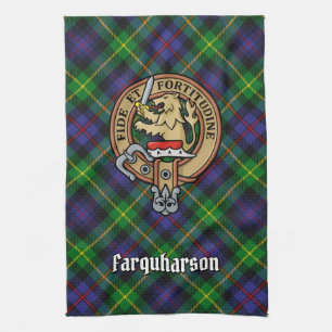 Clan Farquharson Crest over Tartan keukenhanddoek