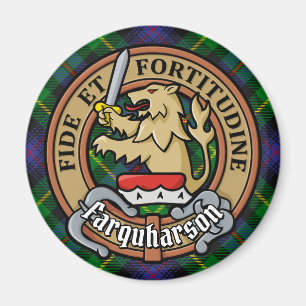 Clan Farquharson Crest over Tartan Magneet