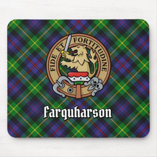 Clan Farquharson Crest over Tartan Muismat (Voorkant)