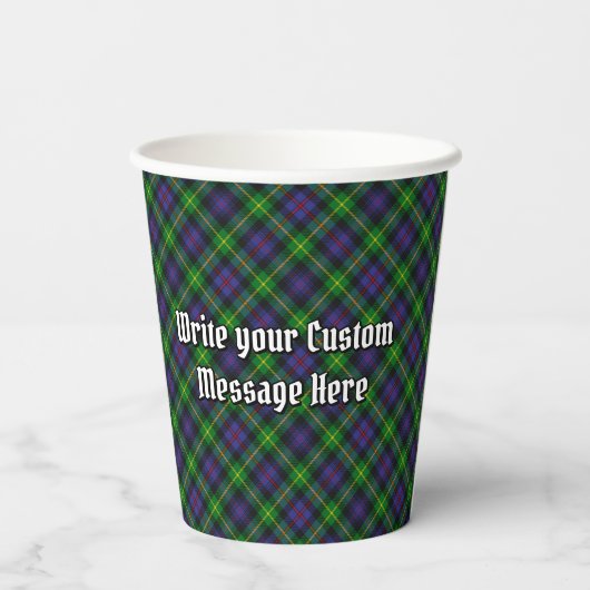 Clan Farquharson Crest over Tartan Paper Cups Papieren Bekers (Achterkant)