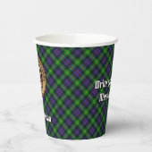 Clan Farquharson Crest over Tartan Paper Cups Papieren Bekers (Links)