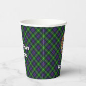 Clan Farquharson Crest over Tartan Paper Cups Papieren Bekers (Rechts)