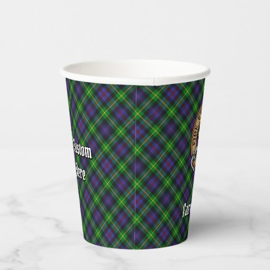 Clan Farquharson Crest over Tartan Paper Cups Papieren Bekers (Rechts)