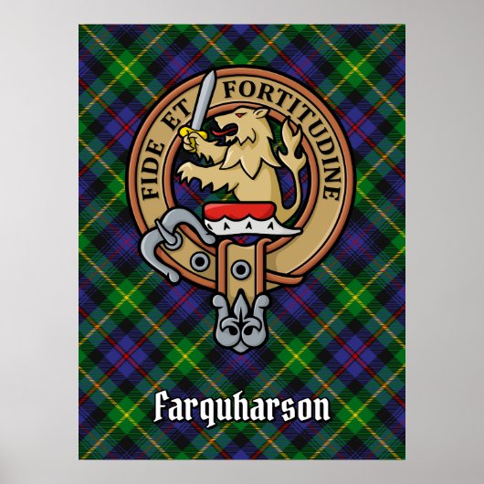 Clan Farquharson Crest over Tartan Poster (Voorkant)