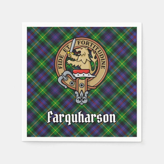 Clan Farquharson Crest over Tartan Servet (Voorkant)