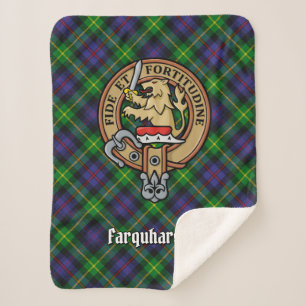 Clan Farquharson Crest over Tartan Sherpa Deken