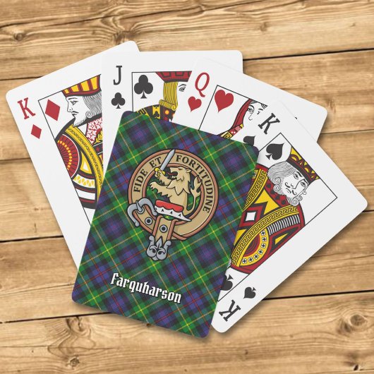 Clan Farquharson Crest over Tartan Speelkaarten