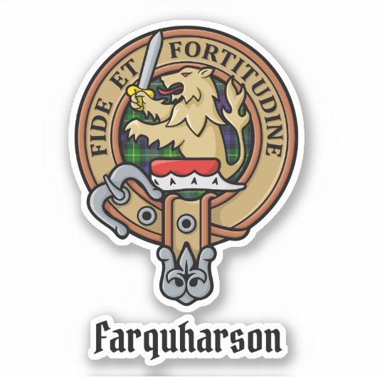 Clan Farquharson Crest over Tartan Sticker (Voorkant)