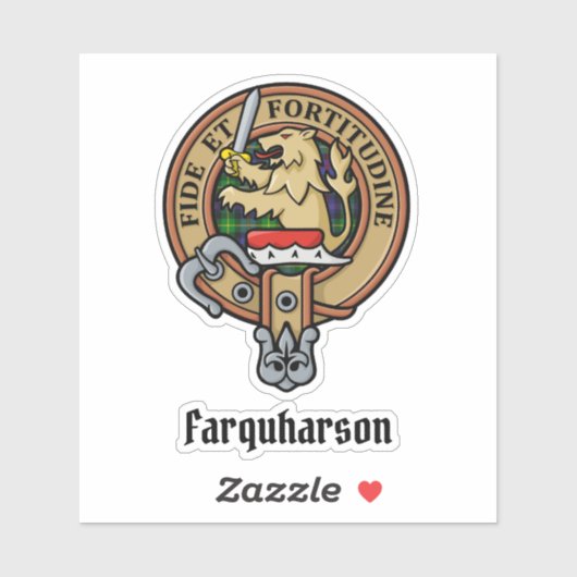 Clan Farquharson Crest over Tartan Sticker (Vel)