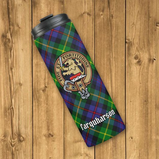 Clan Farquharson Crest over Tartan Thermosbeker