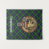 Clan Farquharson Crest over Tartan Wandkleed (Voorkant (horizontaal))
