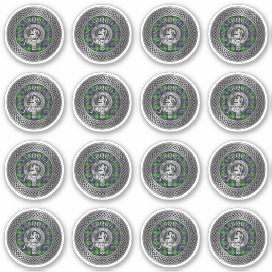 Clan Farquharson Crest & Tartan Knot Sticker (Voorkant)