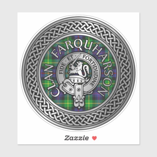 Clan Farquharson Crest & Tartan Knot Sticker (Vel)