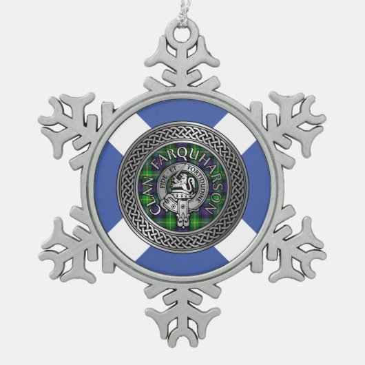 Clan Farquharson Crest & Tartan Knot Tin Sneeuwvlok Ornament (Voorkant)